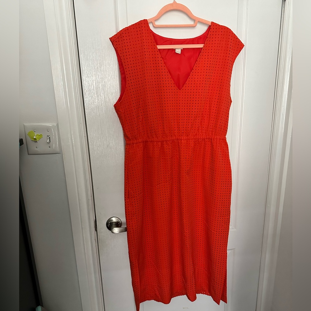 Red laser cut dress | J. Crew Factory